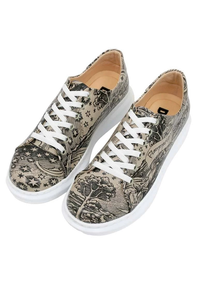 Femme Cuir Vegan Beige Baskets - Flammarion Motif