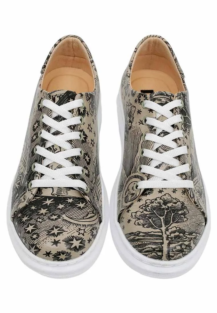 Femme Cuir Vegan Beige Baskets - Flammarion Motif