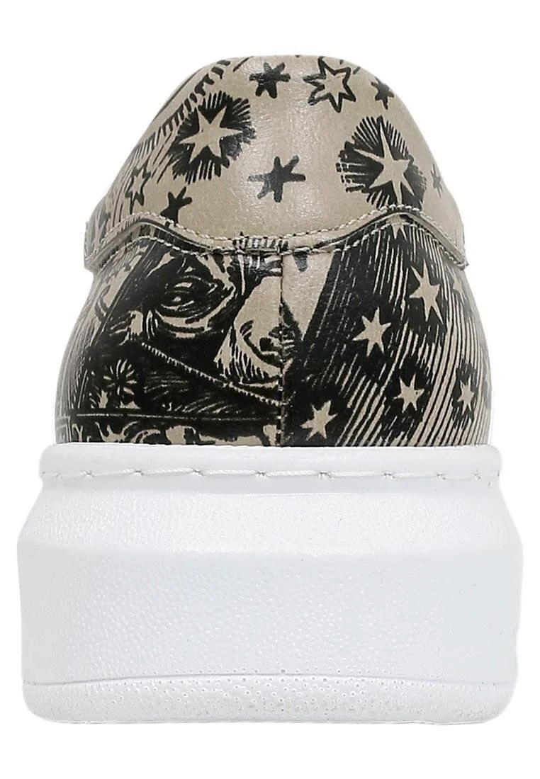 Femme Cuir Vegan Beige Baskets - Flammarion Motif