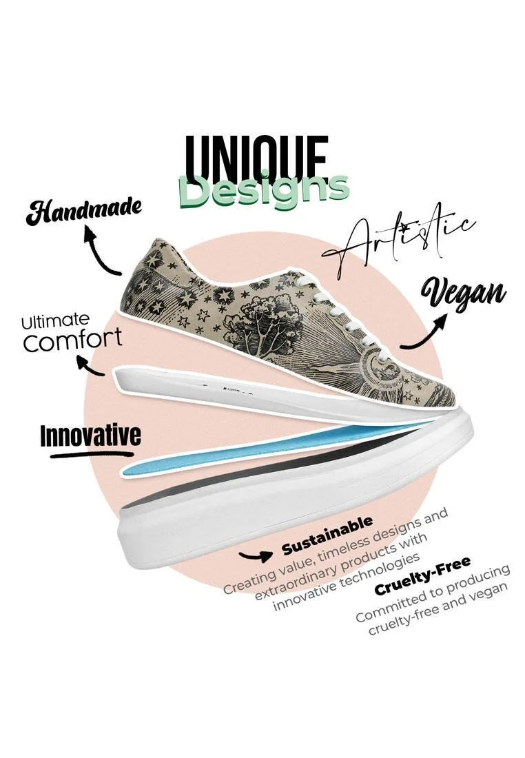 Femme Cuir Vegan Beige Baskets - Flammarion Motif