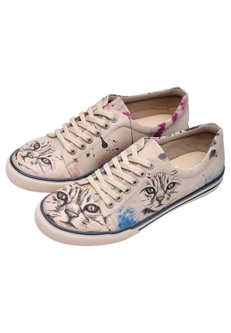 Femme Cuir Vegan Beige Baskets - Deepness Motif