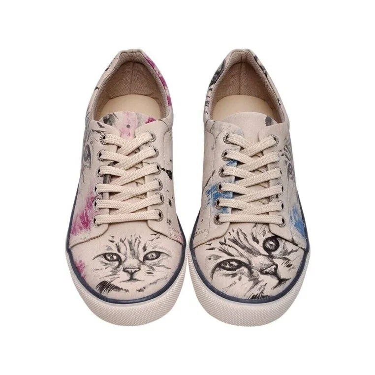 Femme Cuir Vegan Beige Baskets - Deepness Motif
