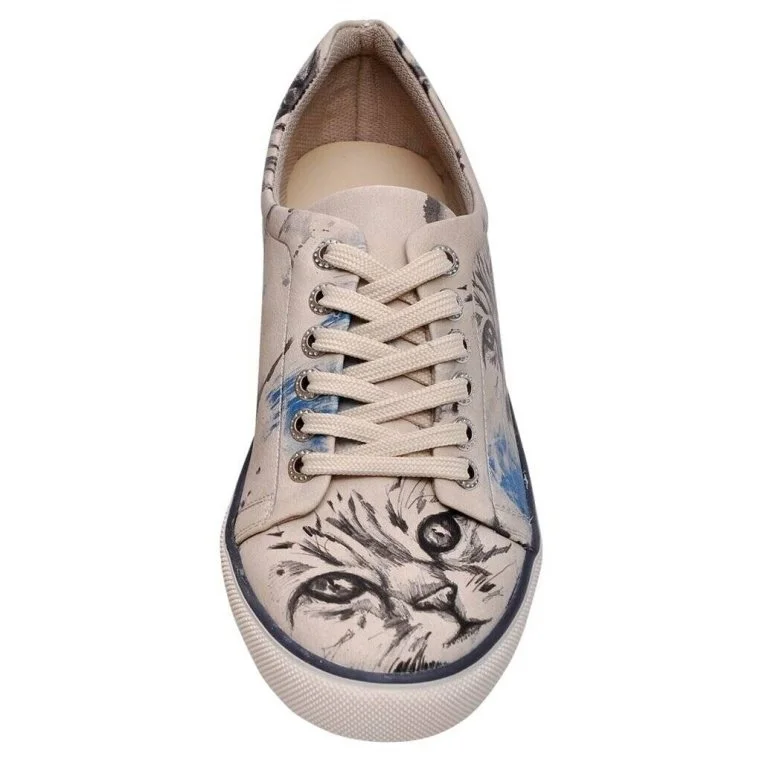 Femme Cuir Vegan Beige Baskets - Deepness Motif