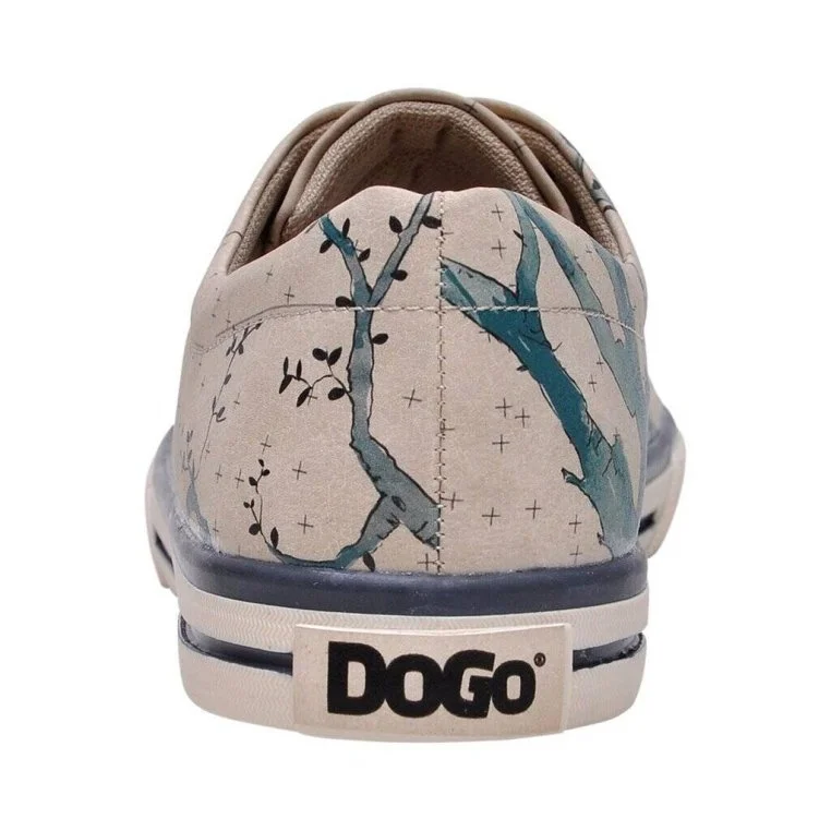 Femme Cuir Vegan Beige Baskets - Owl Motif