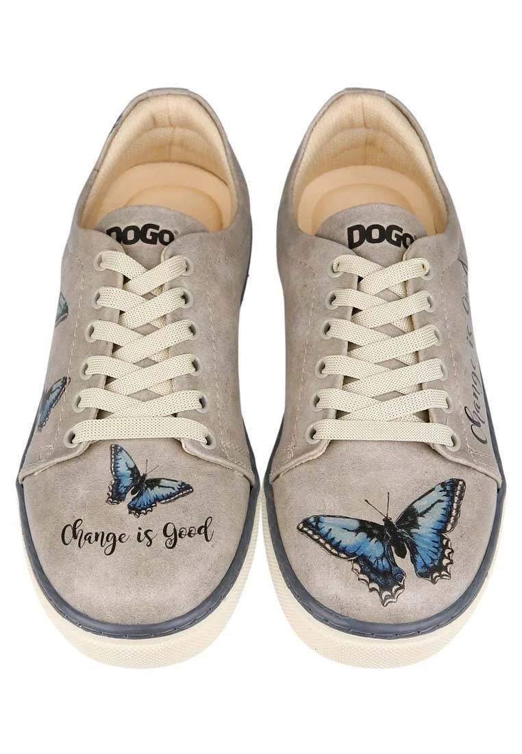 Femme Cuir Vegan Beige Baskets - Change is Good Motif