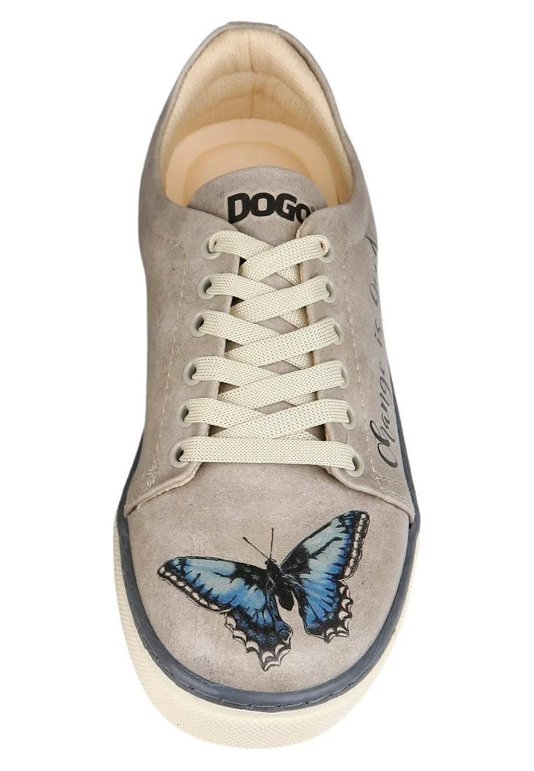 Femme Cuir Vegan Beige Baskets - Change is Good Motif