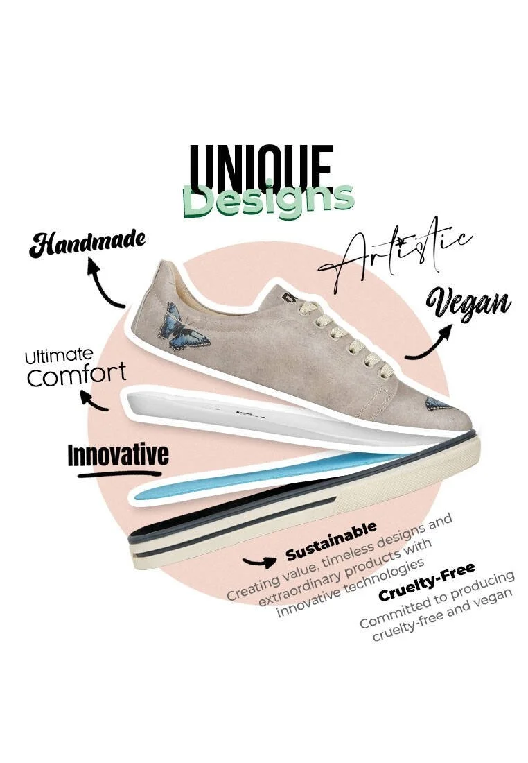 Femme Cuir Vegan Beige Baskets - Change is Good Motif