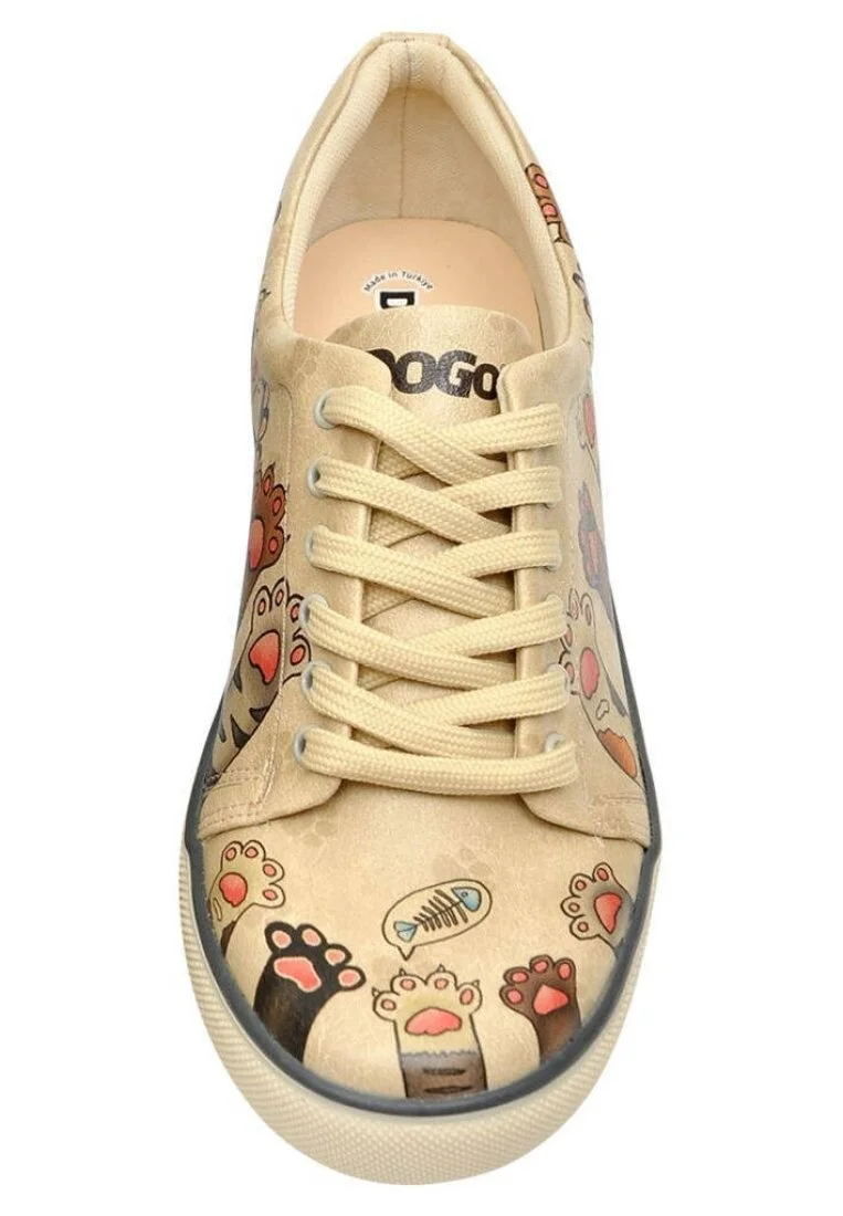 Femme Cuir Vegan Beige Baskets - Yummy Motif