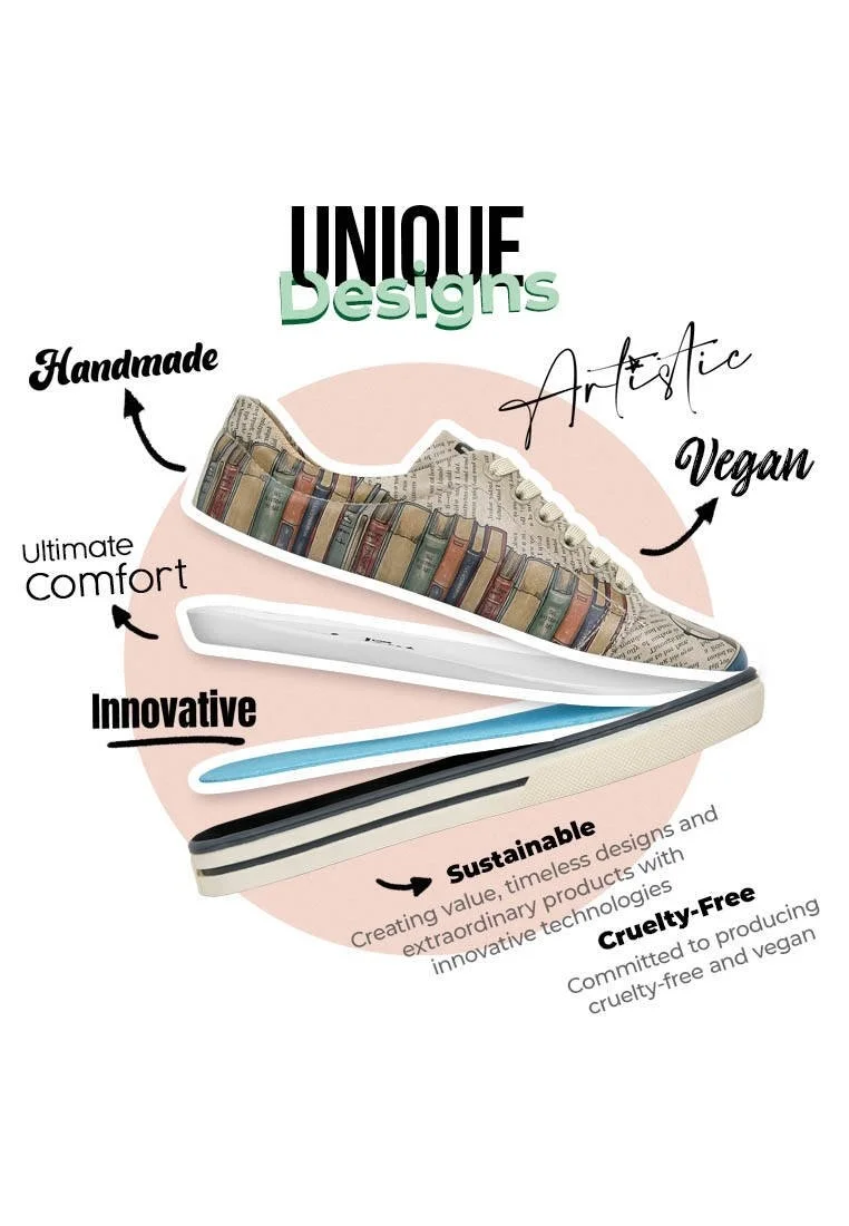 Femme Cuir Vegan Beige Baskets - The wise owl Motif