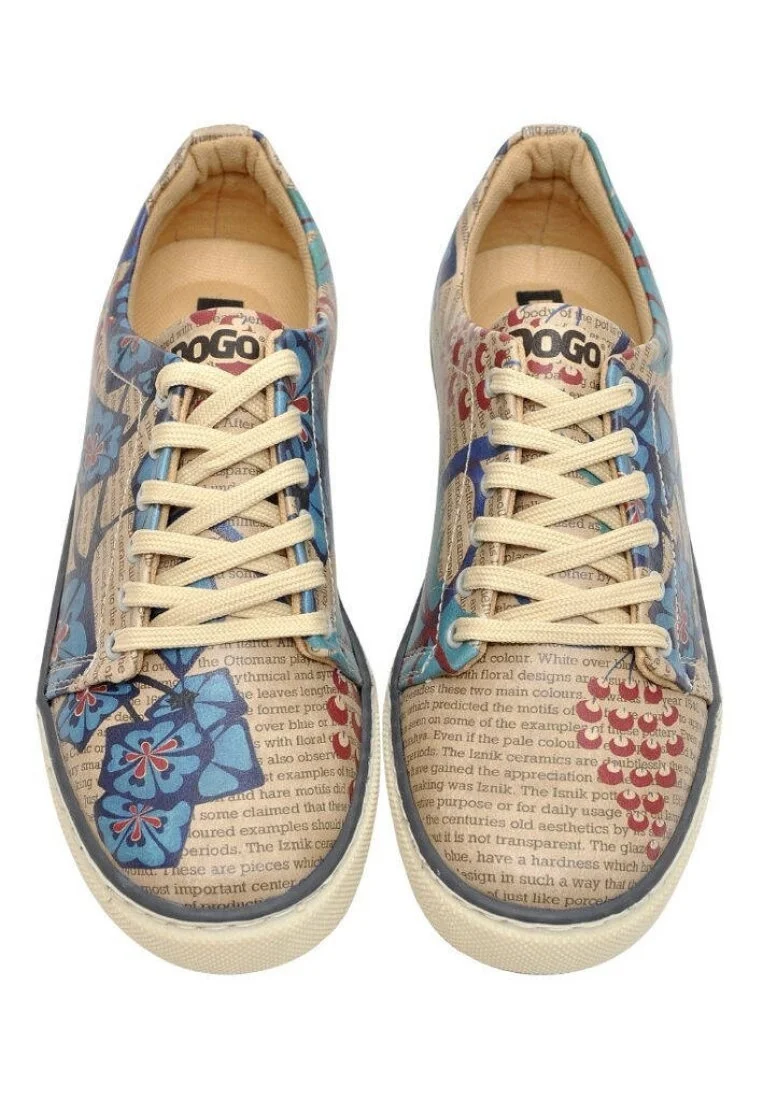 Femme Cuir Vegan Beige Baskets - Istanbul Oriental Motif