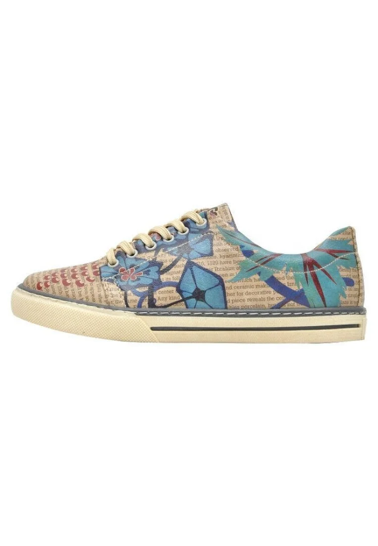 Femme Cuir Vegan Beige Baskets - Istanbul Oriental Motif