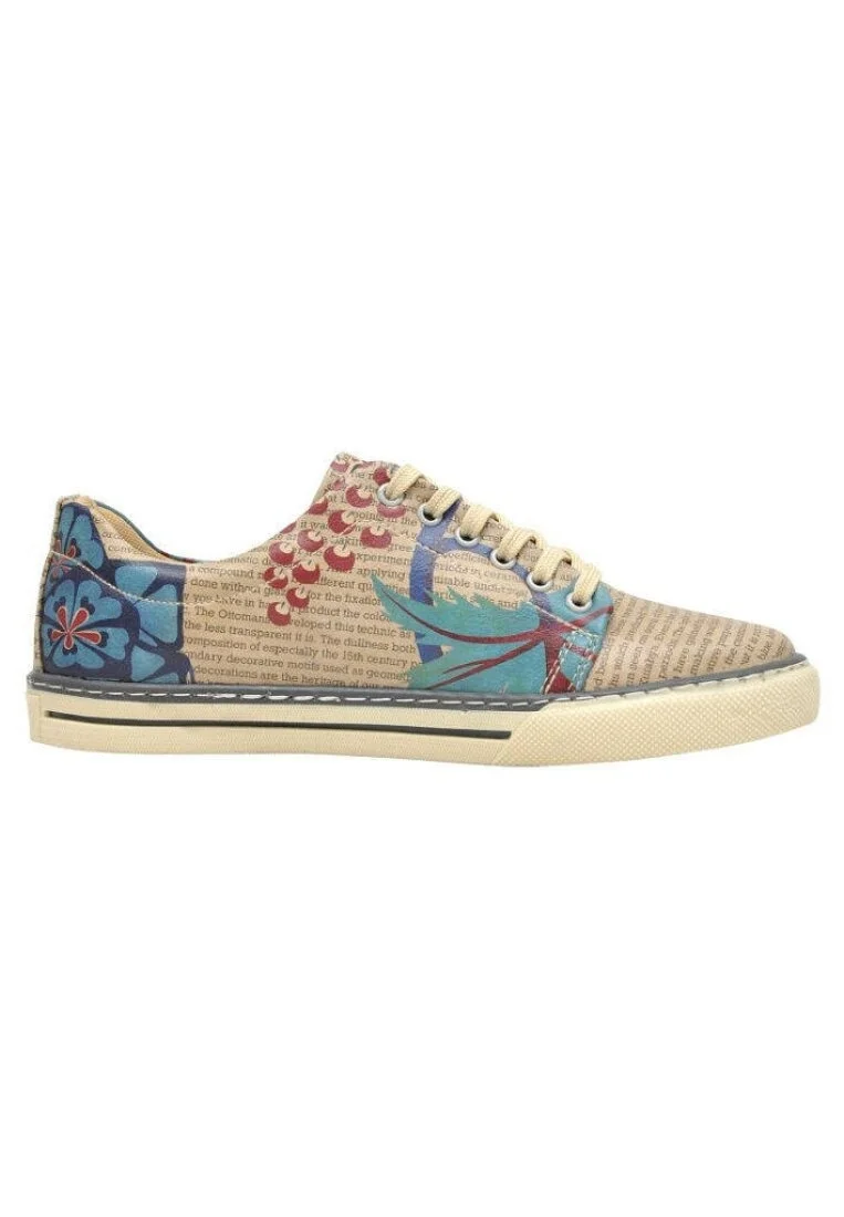 Femme Cuir Vegan Beige Baskets - Istanbul Oriental Motif