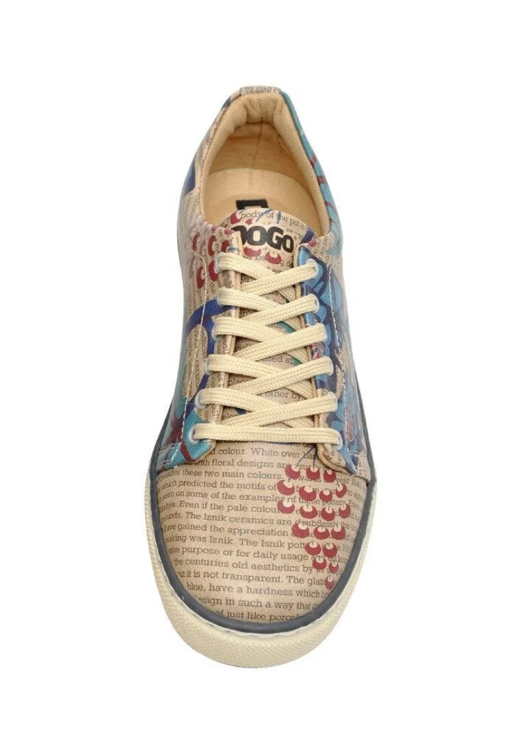 Femme Cuir Vegan Beige Baskets - Istanbul Oriental Motif