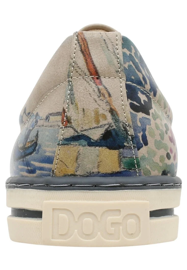 Femme Cuir Vegan Beige Baskets - Watercolor and Sailors Motif