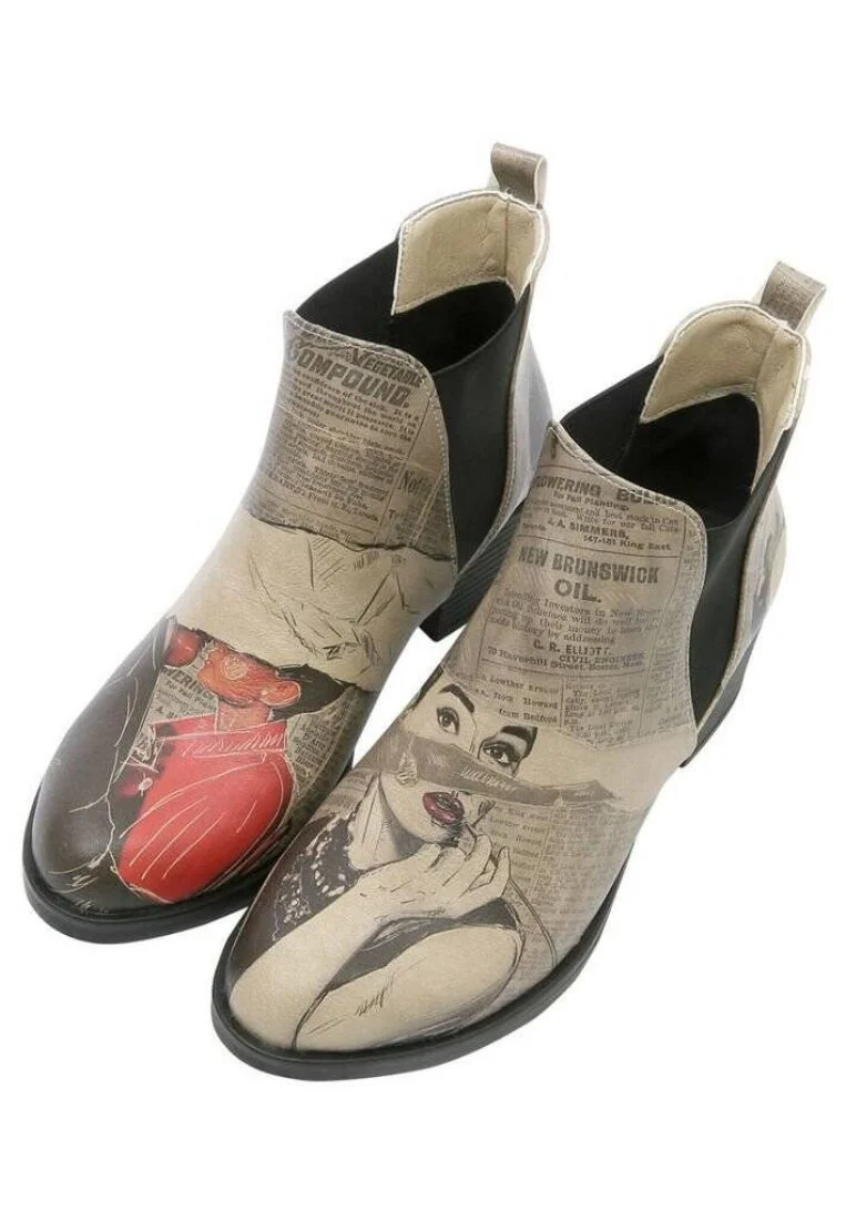 Femme Cuir Vegan Beige Booties - Go Back To Being Yourself Motif