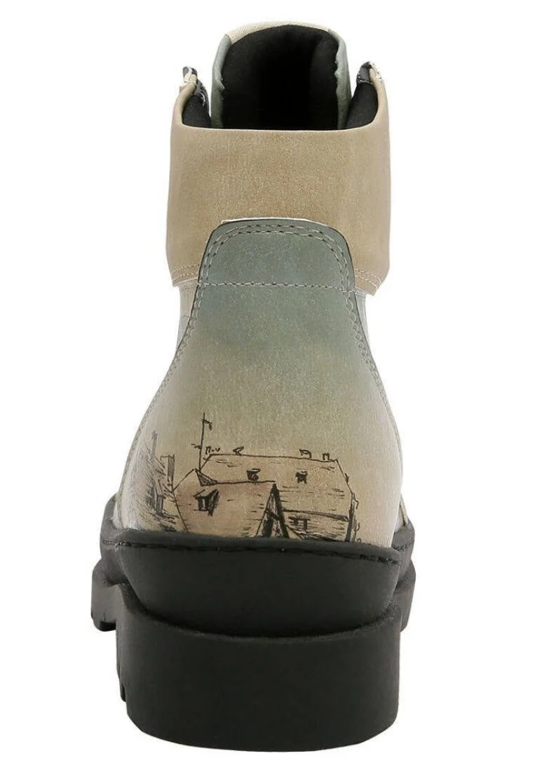 Femme Cuir Vegan Beige Bottes - Take A Walk Motif