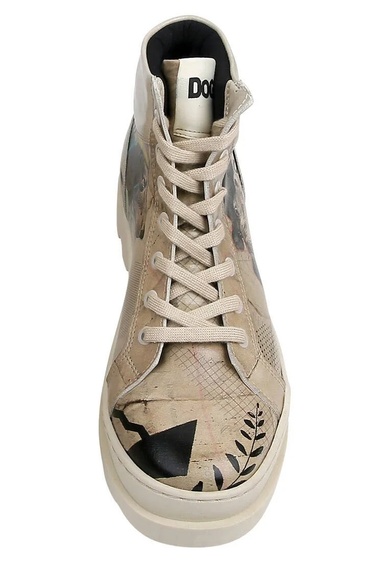 Femme Cuir Vegan Beige Bottes - Awesome Motif