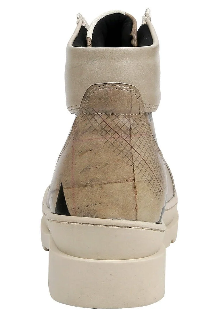 Femme Cuir Vegan Beige Bottes - Awesome Motif