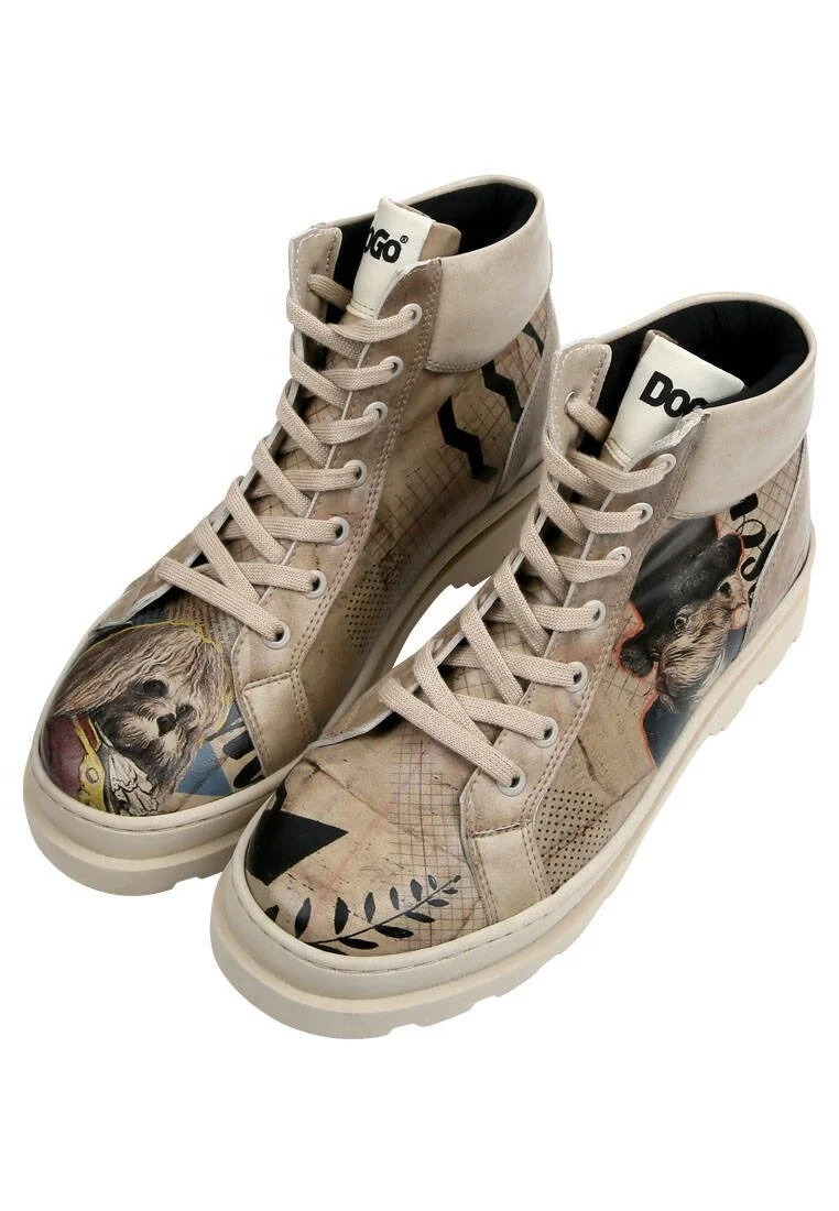Femme Cuir Vegan Beige Bottes - Awesome Motif