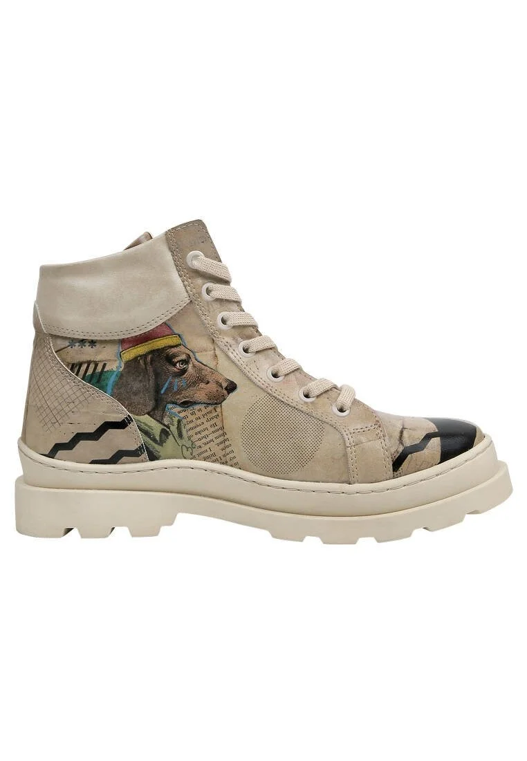 Femme Cuir Vegan Beige Bottes - Awesome Motif