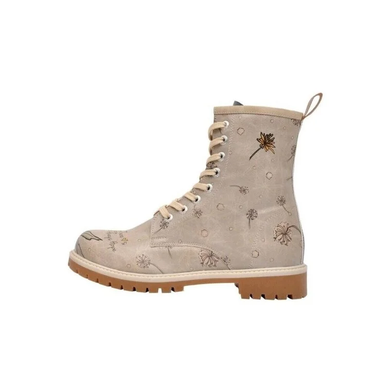 Femme Cuir Vegan Beige Bottes Longues - There Is Always Hope Motif