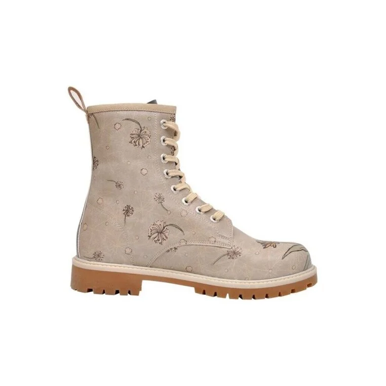 Femme Cuir Vegan Beige Bottes Longues - There Is Always Hope Motif