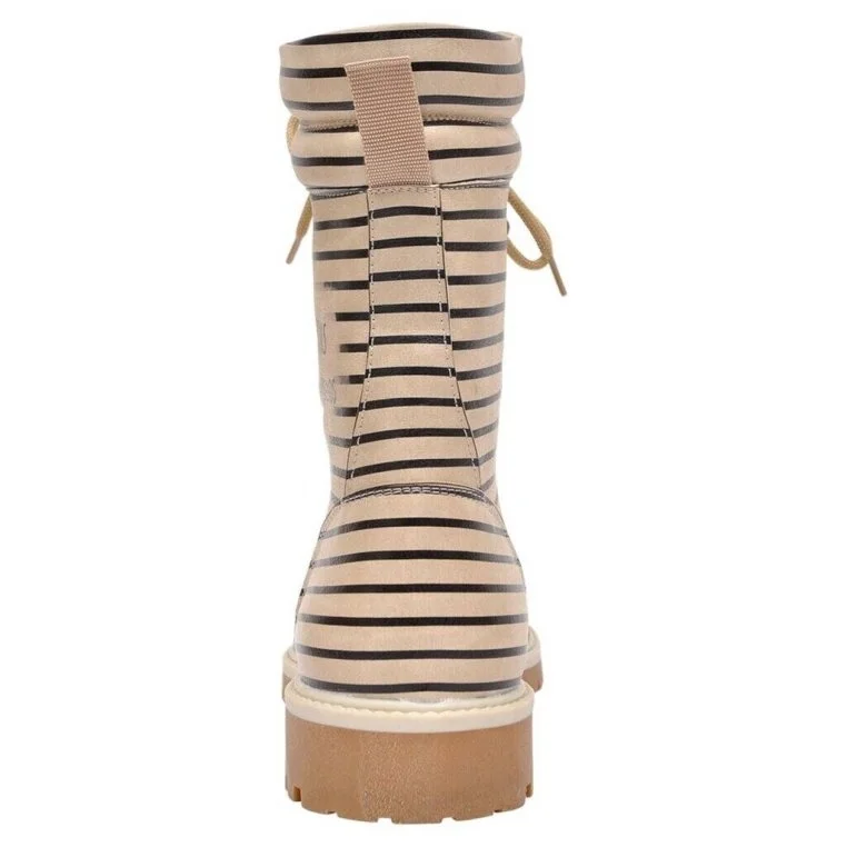 Femme Cuir Vegan Beige Bottes Longues - Dalmatian Motif