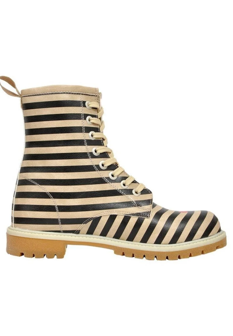 Femme Cuir Vegan Beige Bottes Longues - Love Hurts Motif
