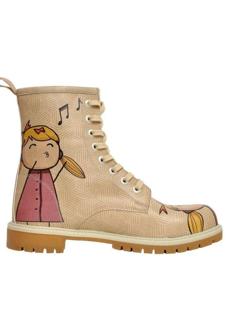 Femme Cuir Vegan Beige Bottes Longues - Feeling Gold Motif