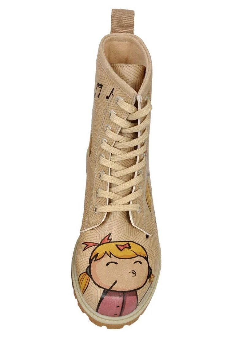Femme Cuir Vegan Beige Bottes Longues - Feeling Gold Motif