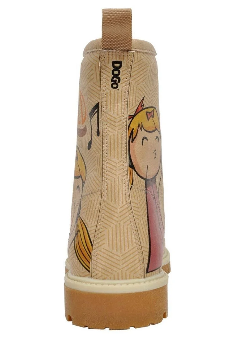 Femme Cuir Vegan Beige Bottes Longues - Feeling Gold Motif