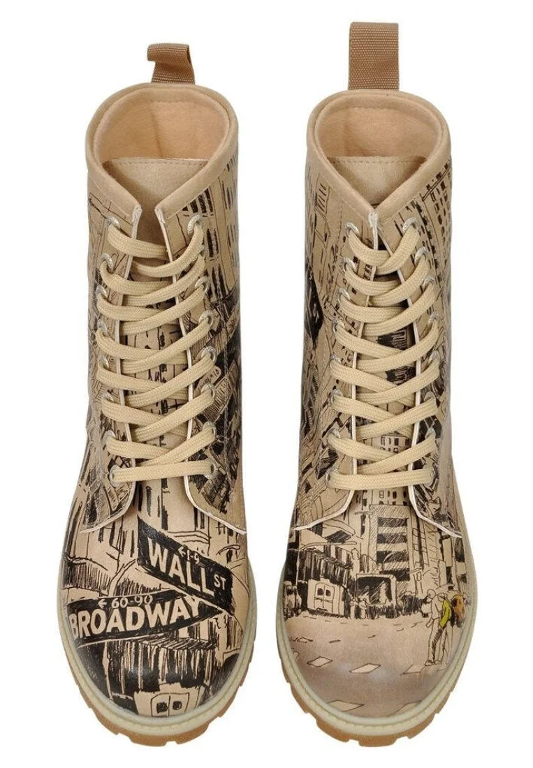 Femme Cuir Vegan Beige Bottes Longues - One way only Motif