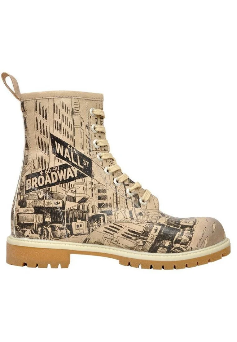 Femme Cuir Vegan Beige Bottes Longues - One way only Motif