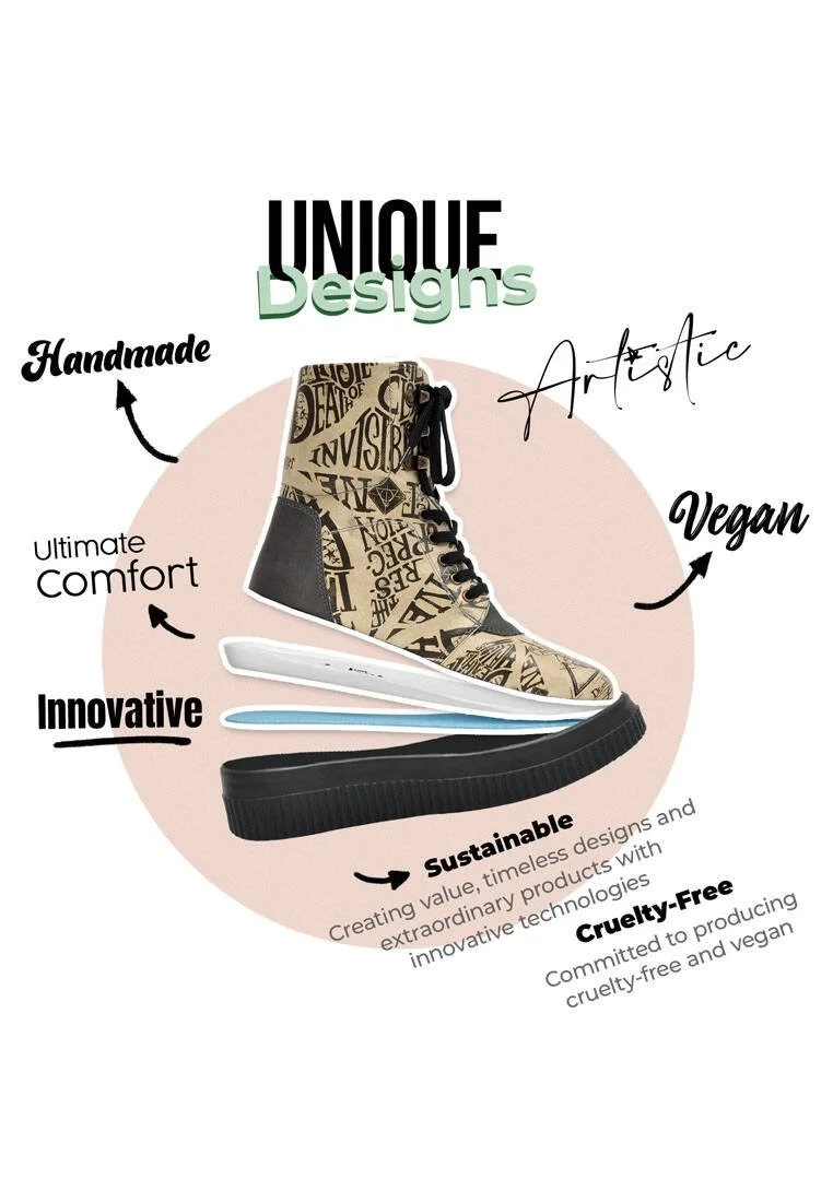 Femme Cuir Vegan Beige Bottes Longues - Warner Bros Deathly Hallows Harry Potter Motif