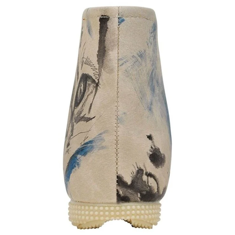 Femme Cuir Vegan Beige Bottines - Deepness Motif
