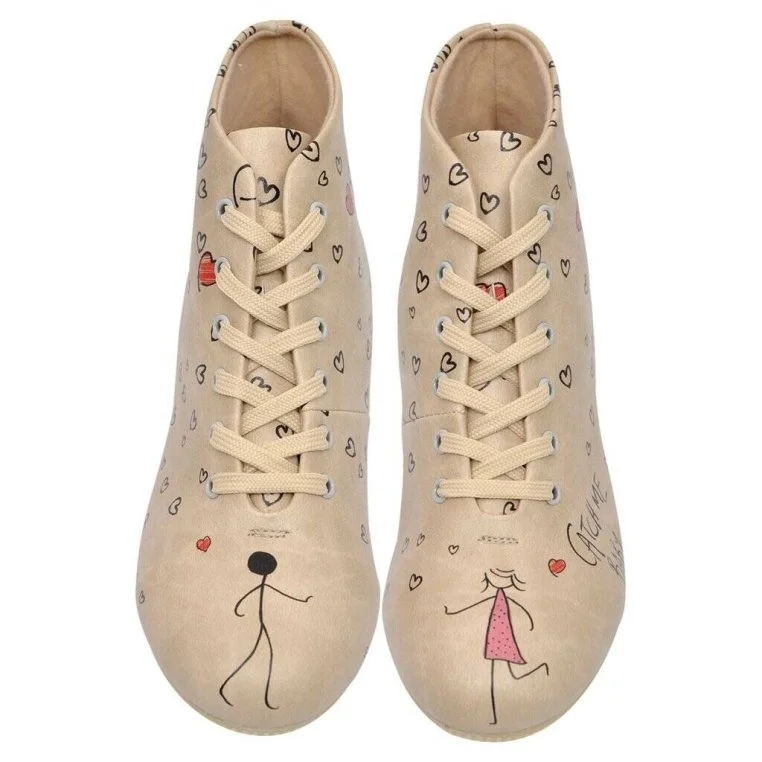 Femme Cuir Vegan Beige Bottines - Catch Me Baby Motif