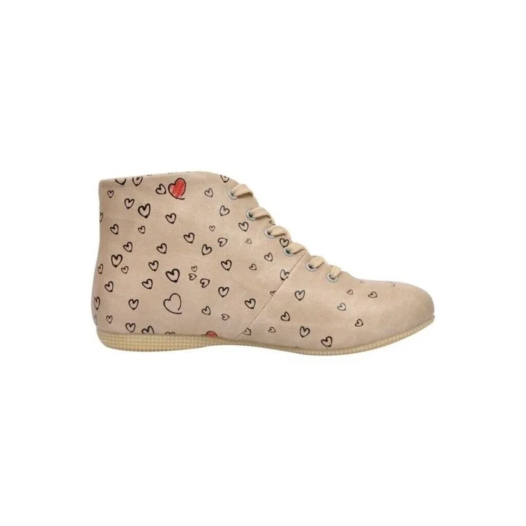 Femme Cuir Vegan Beige Bottines - Catch Me Baby Motif