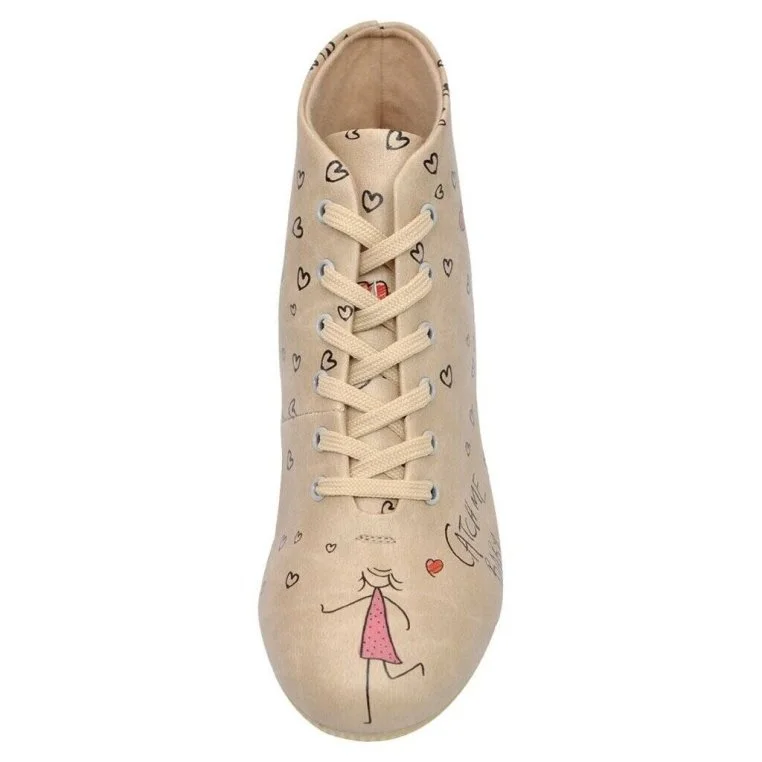 Femme Cuir Vegan Beige Bottines - Catch Me Baby Motif
