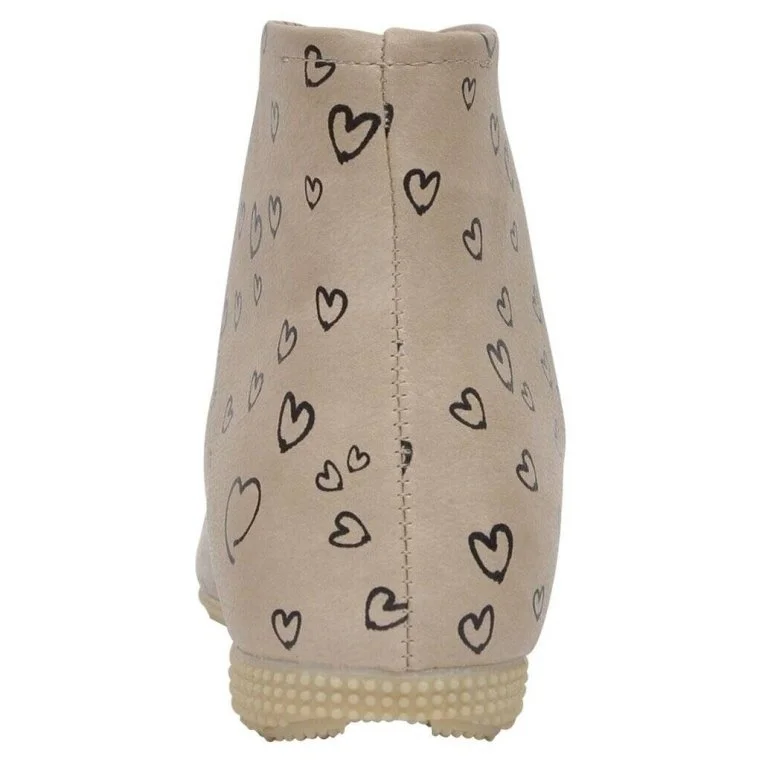 Femme Cuir Vegan Beige Bottines - Catch Me Baby Motif