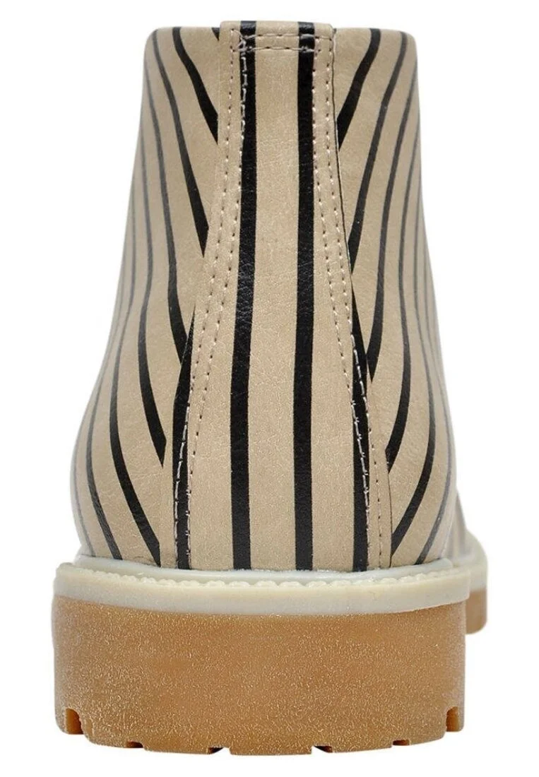 Femme Cuir Vegan Beige Bottines - Dalmatian Motif