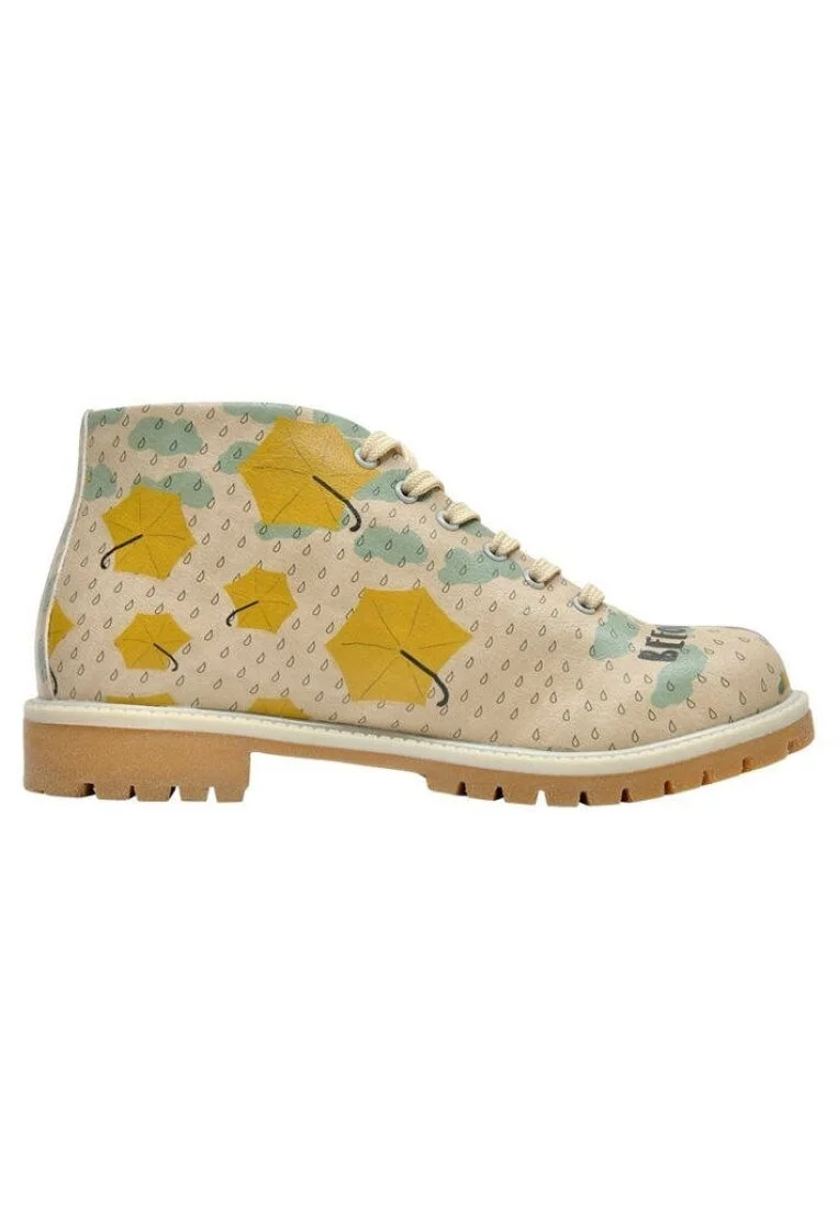 Femme Cuir Vegan Beige Bottines - Before Rainbow Motif