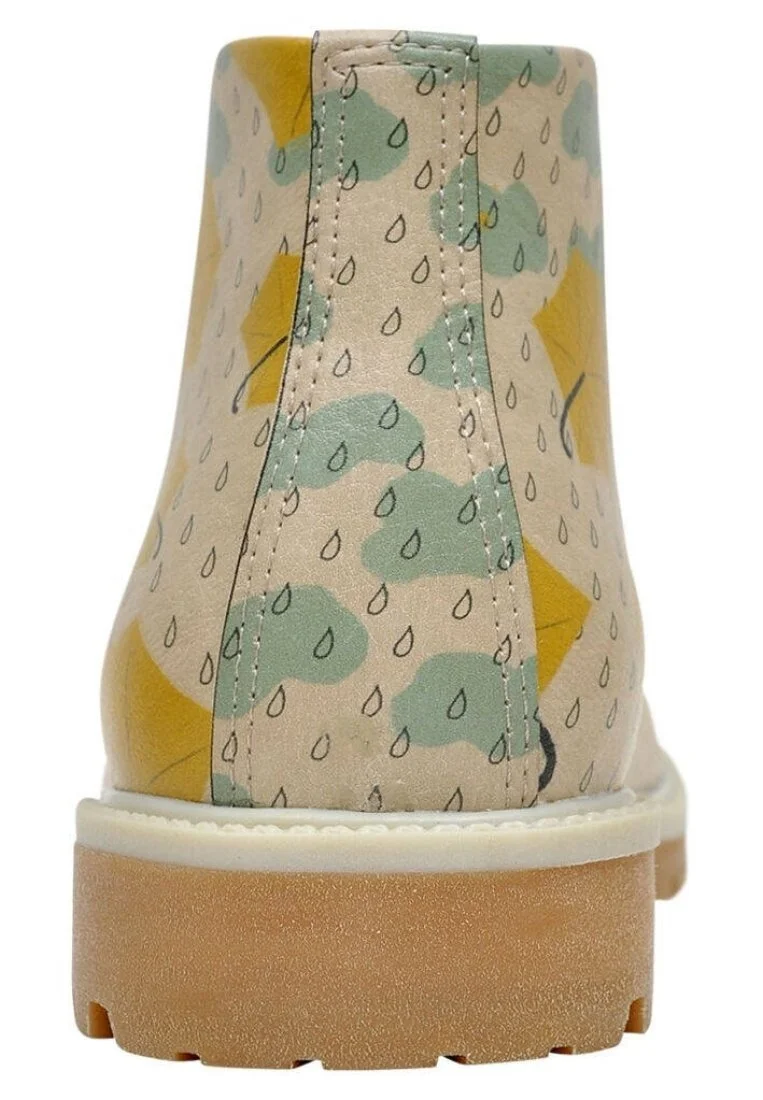 Femme Cuir Vegan Beige Bottines - Before Rainbow Motif