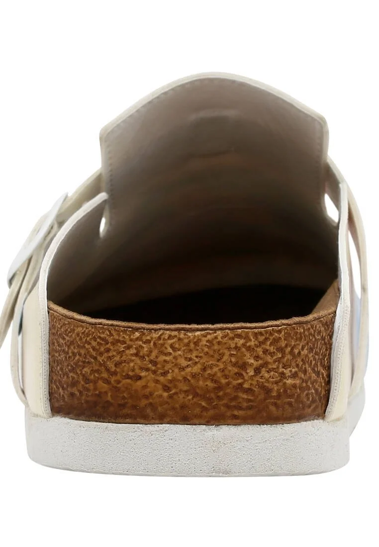 Femme Cuir Vegan Beige Chaussons - Stunning Sunset Motif