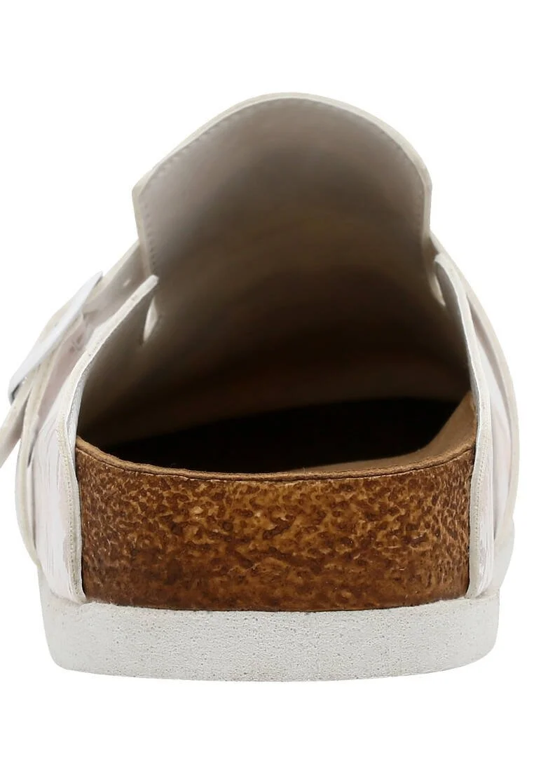 Femme Cuir Vegan Beige Chaussons - Trouble Makers Motif