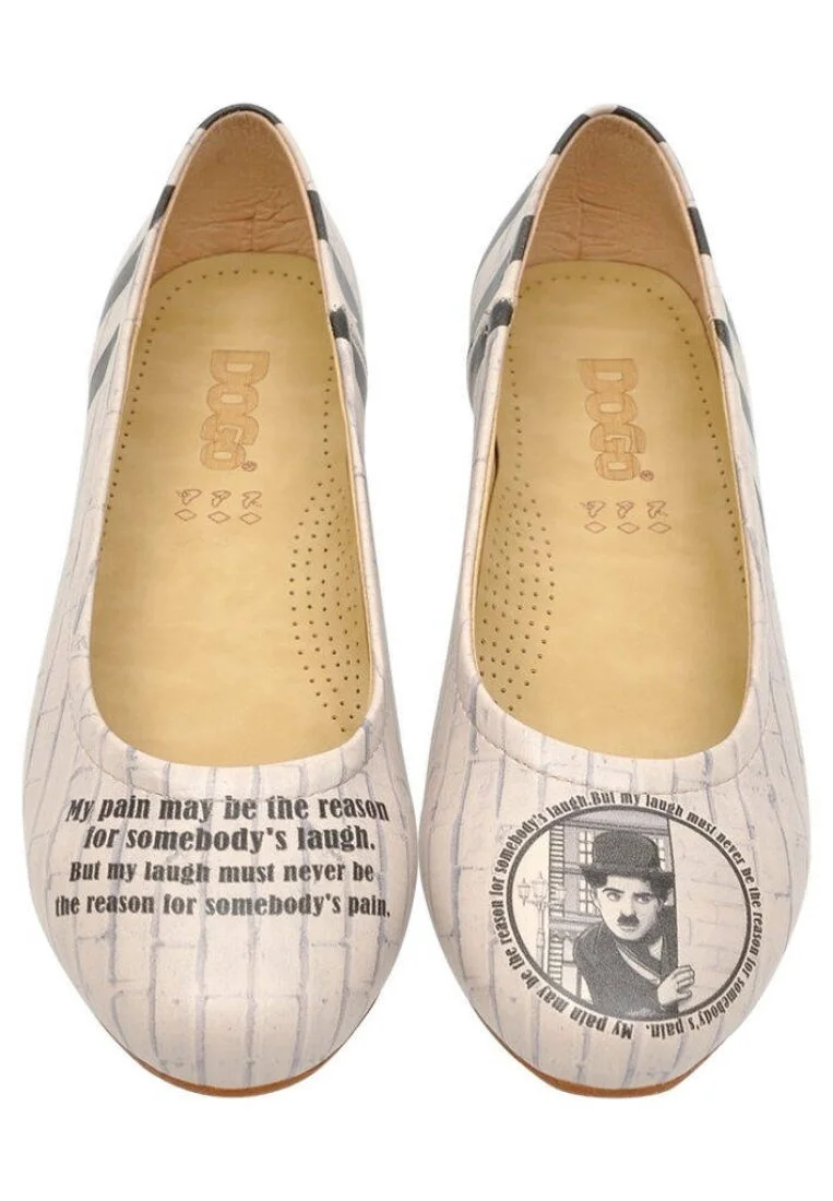 Femme Cuir Vegan Beige Chaussures Plates - Chaplin Ows Motif