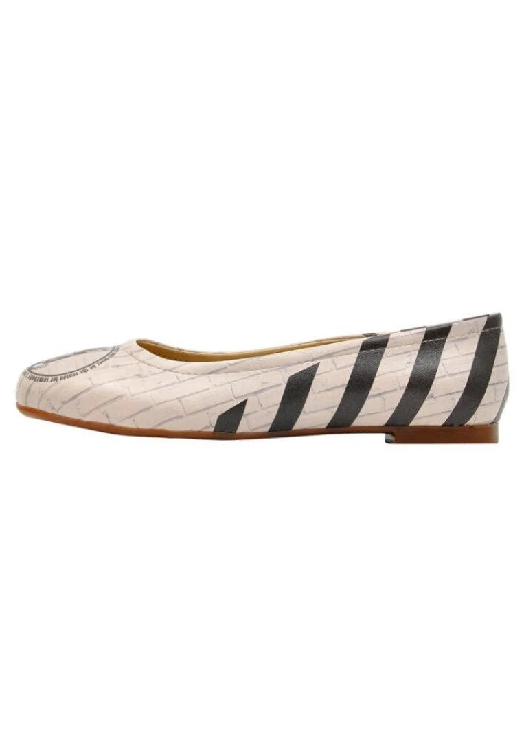 Femme Cuir Vegan Beige Chaussures Plates - Chaplin Ows Motif