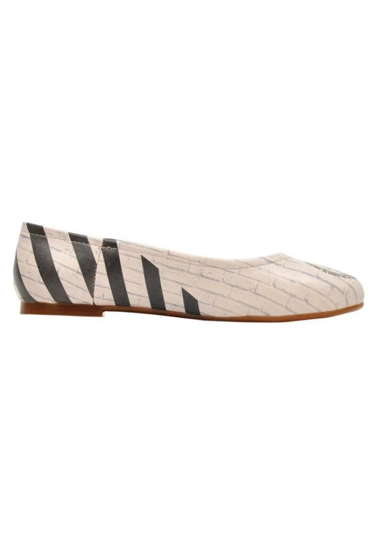 Femme Cuir Vegan Beige Chaussures Plates - Chaplin Ows Motif