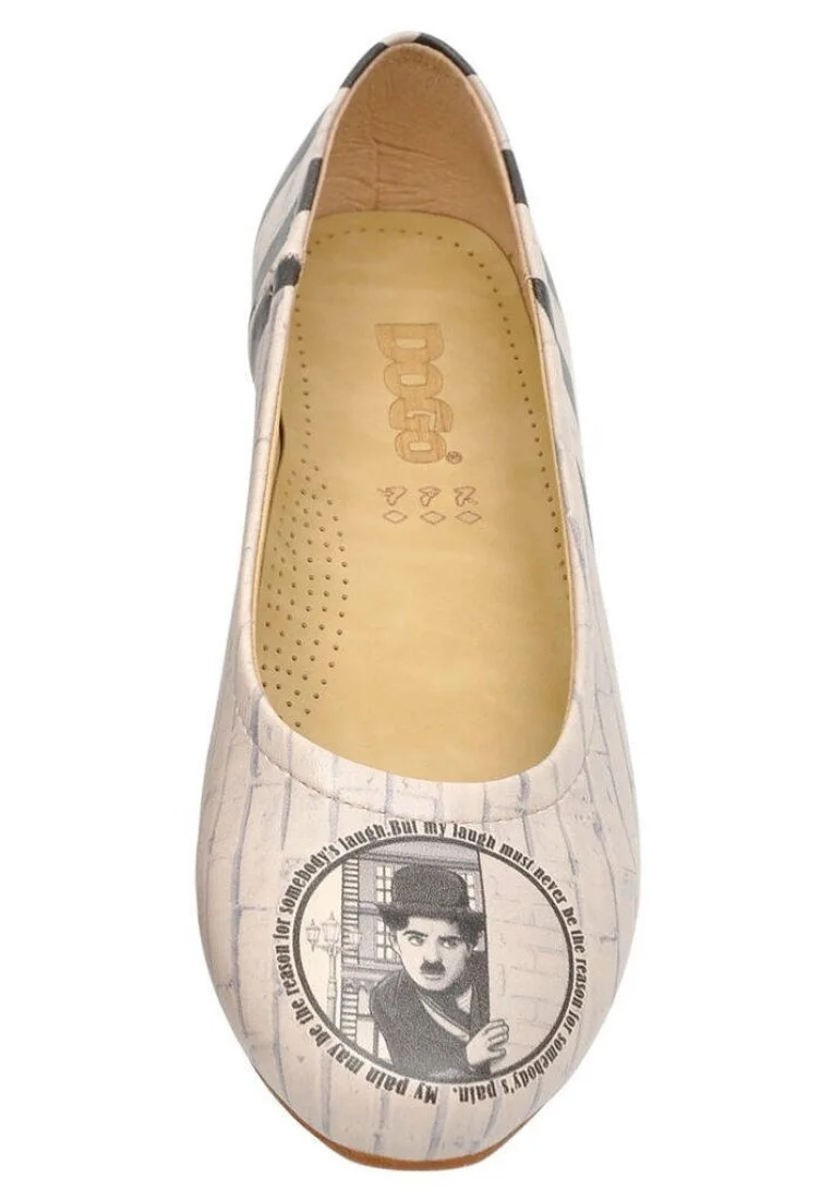 Femme Cuir Vegan Beige Chaussures Plates - Chaplin Ows Motif