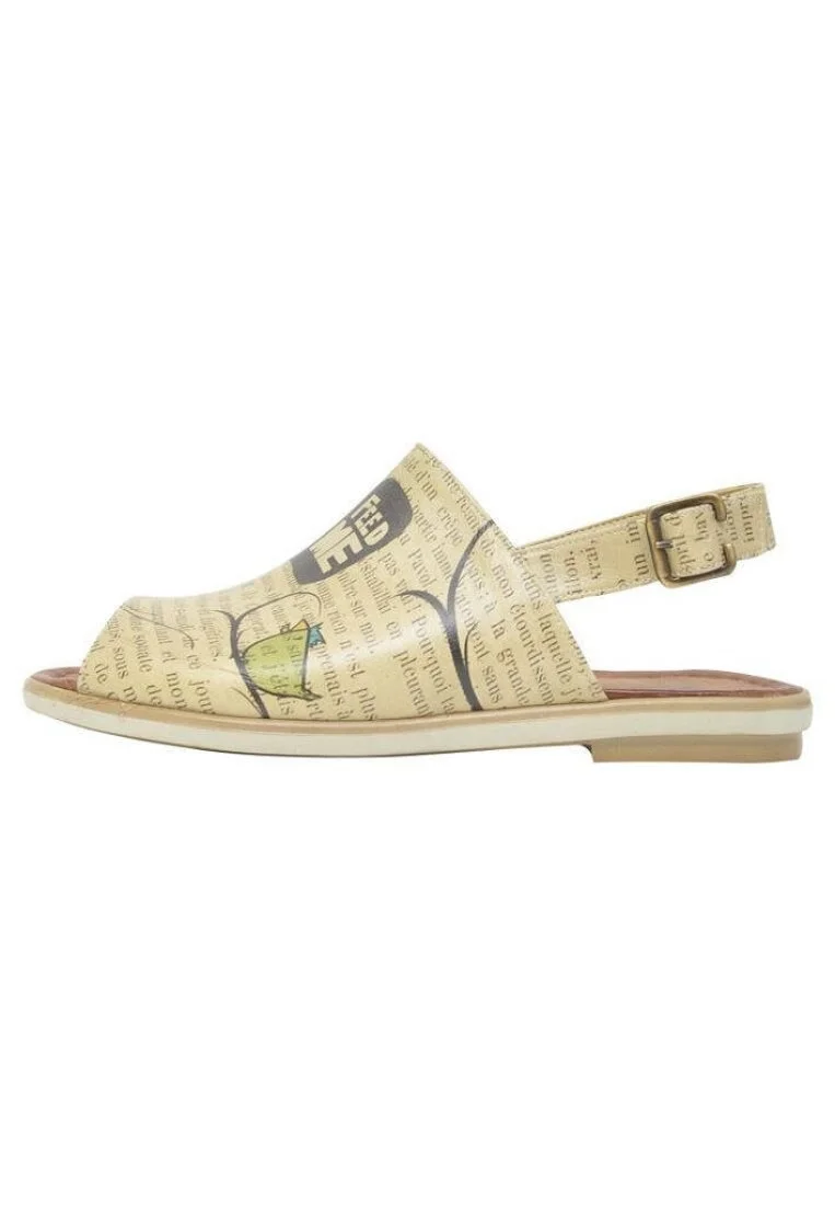 Femme Cuir Vegan Beige Des Sandales - Ugly Bird Motif