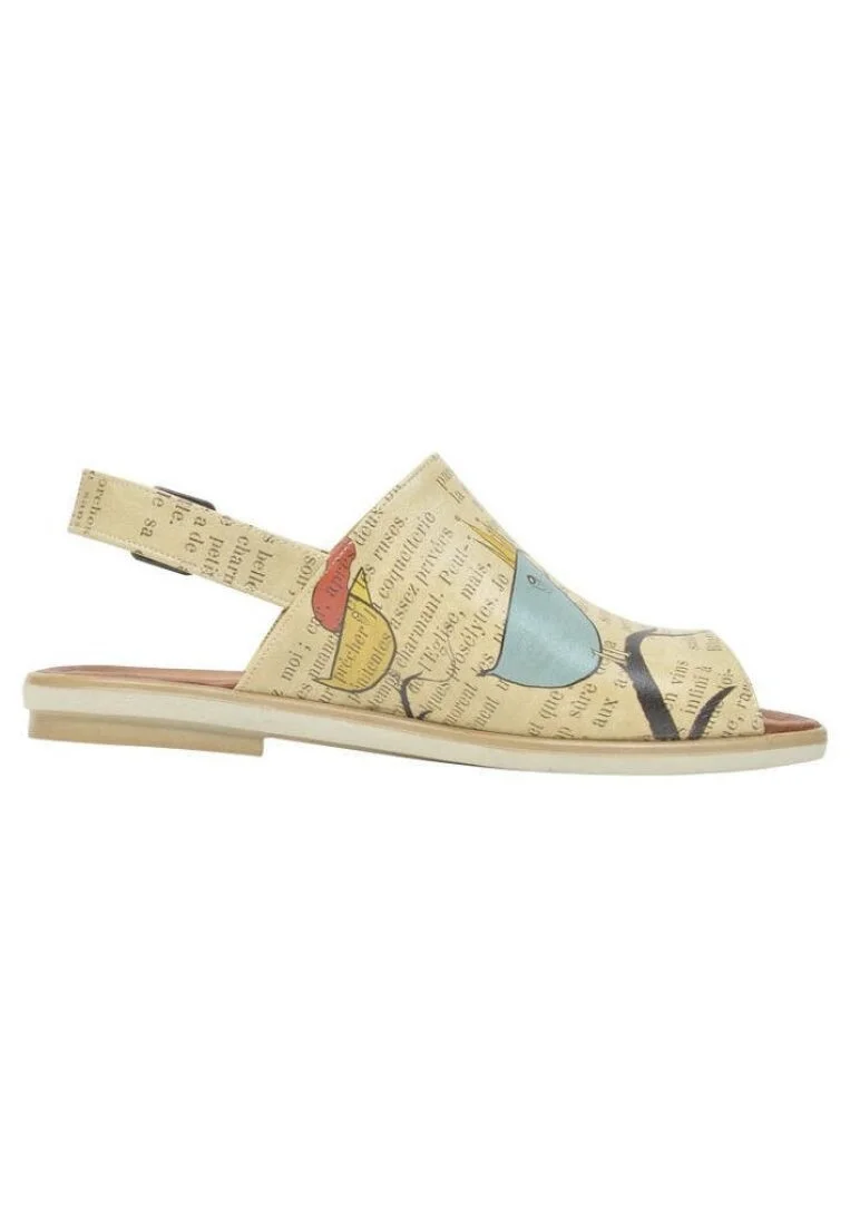 Femme Cuir Vegan Beige Des Sandales - Ugly Bird Motif